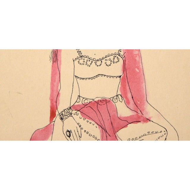 Indian Dancer - Vintage Illustration in Ink and Watercolor by Irene Pattinson For Sale - Image 4 of 6