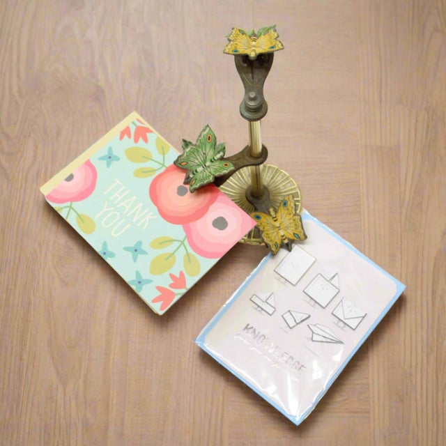 Vintage Brass Butterflies Note Holder Desk Accessory For Sale In Fayetteville, AR - Image 6 of 6