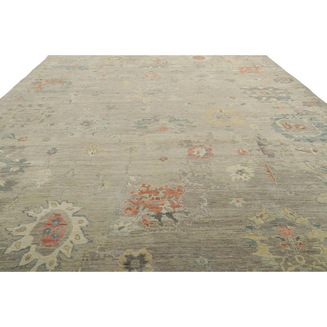 Modern Oushak Distressed Oushak Rug - 08'07 X 11'07 For Sale - Image 4 of 9