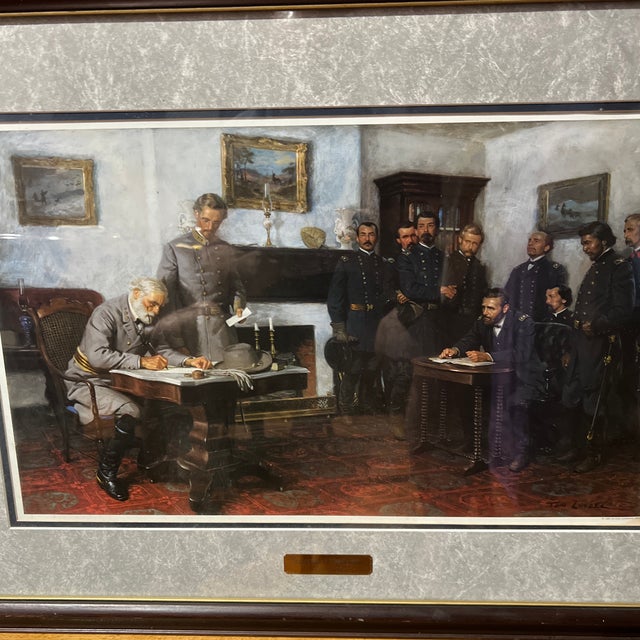 Glass 1986 Offset Print of Tom Lovell Titled Surrender at Appomattox Framed For Sale - Image 7 of 11