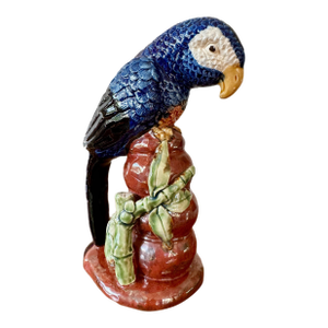 Vintage Italian Majolica Ceramic Parrot 10.5” H