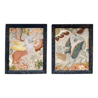 Pierce and Ward X House of Hackney Textile Fragments in Vintage Frames- a Pair For Sale