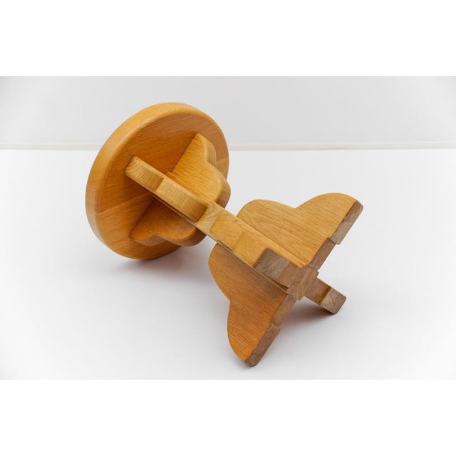 Mid-Century Modern Handmade Beech Stool, France, 1960s For Sale - Image 9 of 14