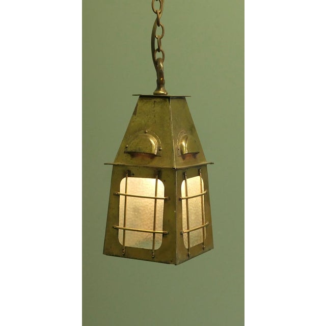 Arts and Crafts Brass Hall Lantern, 1920s For Sale - Image 6 of 8