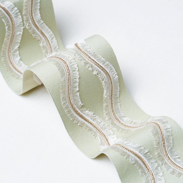 Contemporary Sample - Schumacher Ogee Embroidered Tape Trim In Seaglass For Sale - Image 3 of 4