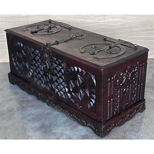Late 19th Century 19th Century Italian Carved Cassone Trunk with Original Hardware, 1890s For Sale - Image 5 of 18