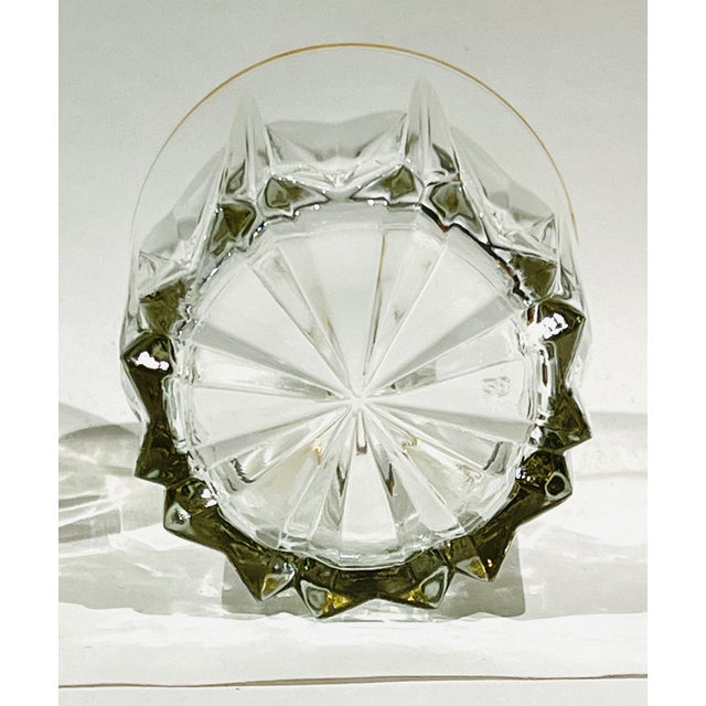 Traditional Stunning Vintage Gold Rimmed Cut Glass Whiskey Set of 4, Double Old Fashion Glasses For Sale - Image 3 of 6
