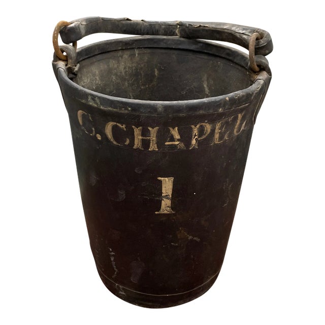 Circa 1850’s Antique Personalized Leather Fire Water Bucket For Sale