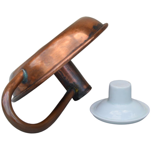 Metal Mid 20th Century Handmade Americana Copper Candleholder With Ceramic Top For Sale - Image 7 of 8