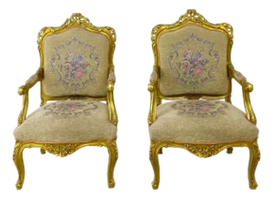 Set of Antique French Gilt Chairs, 1890s