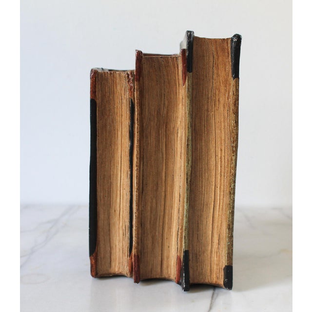 Vintage Faux Leather Books Bookend For Sale - Image 4 of 9