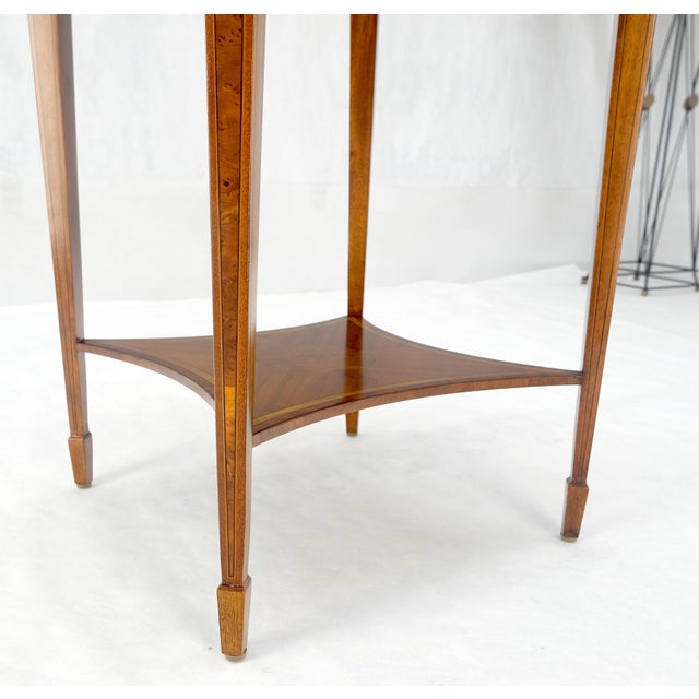 Wood Very Fine Round Glass Top Showcase Inlaid Burl Lamp Table Stand Maitland-Smith For Sale - Image 7 of 12