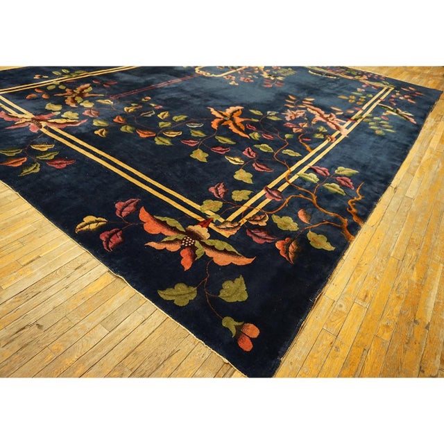 Antique Chinese - Art Deco Blue 1925 Rug, Circa Date: 1925. This exceptional piece captures the zenith of Chinese Art Deco...