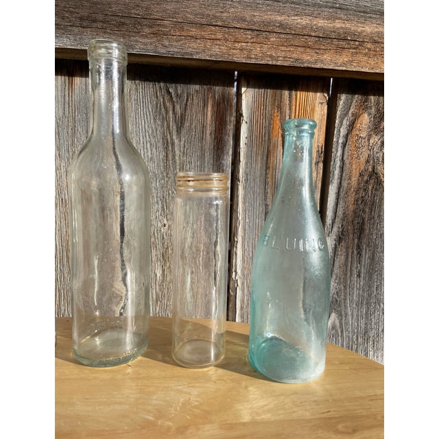 Early 20th Century Large Glass Apothecary Bottle Collection 7 Piece