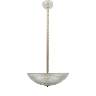 Art Deco Murano Italian Glass Pendant Chandelier Pulegoso attributed to Ercole Barovier, 1930s For Sale