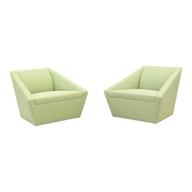 Modern Brad Ascalon for Bernhardt Design Pillar Green Lounge Chairs - a Pair For Sale