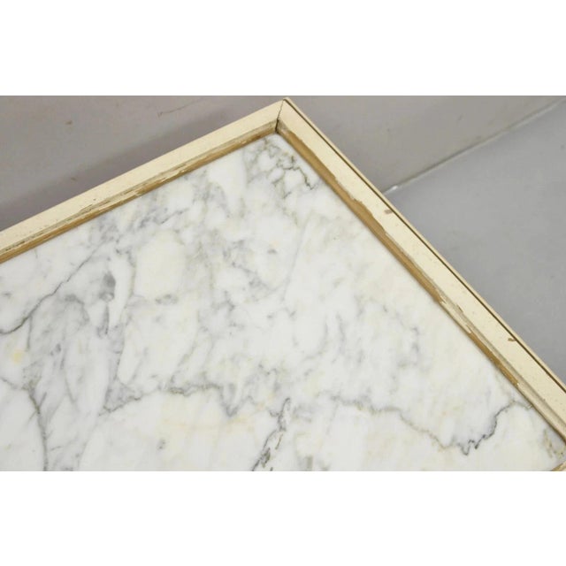 Mid 20th Century Vintage French Louis XV Style White Painted Marble Top Low Square Coffee Table For Sale - Image 5 of 12