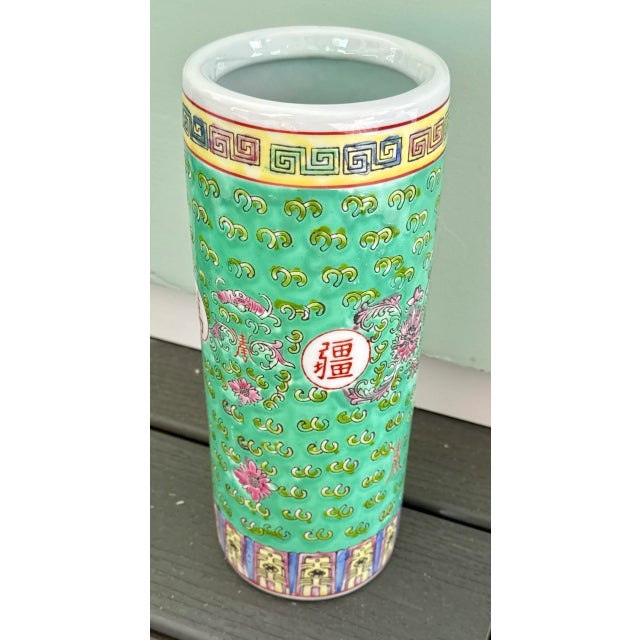 Late 20th Century Vintage Chinese Ceramic Umbrella Stand / Vase For Sale - Image 5 of 10