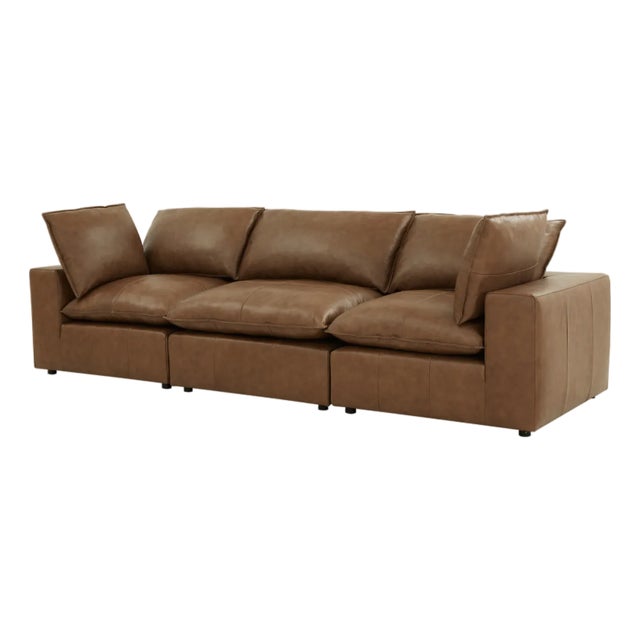 Cali Brown Leather Modular Sofa For Sale - Image 9 of 9