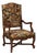 19th Century French Chestnut Brown Louis XV Upholstered Throne Armchair For Sale