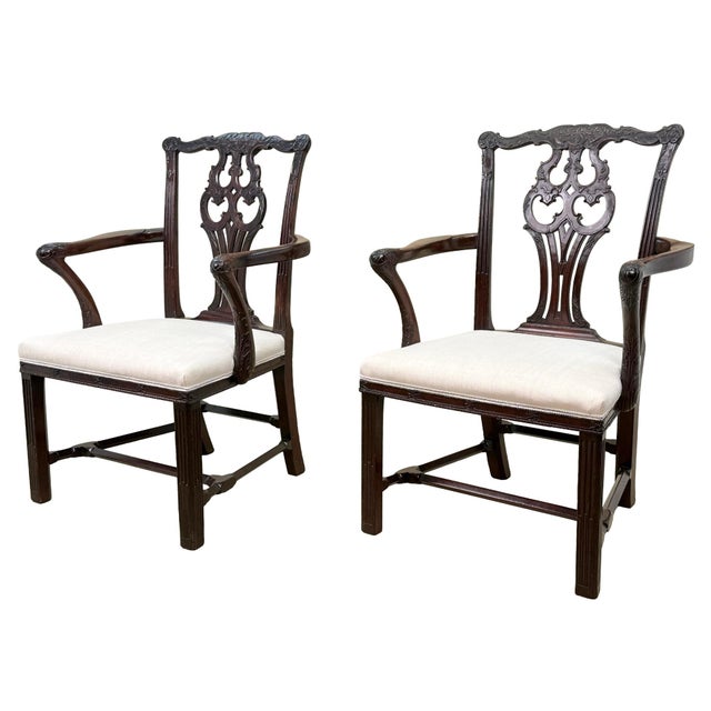 18th Century Chippendale Mahogany Carver Armchairs, 1760, Set of 2 For Sale - Image 17 of 17