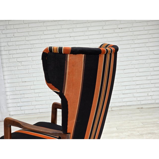 Danish Highback Armchair in Wool and Beech by Fritz Hansen, 1960s For Sale - Image 13 of 18