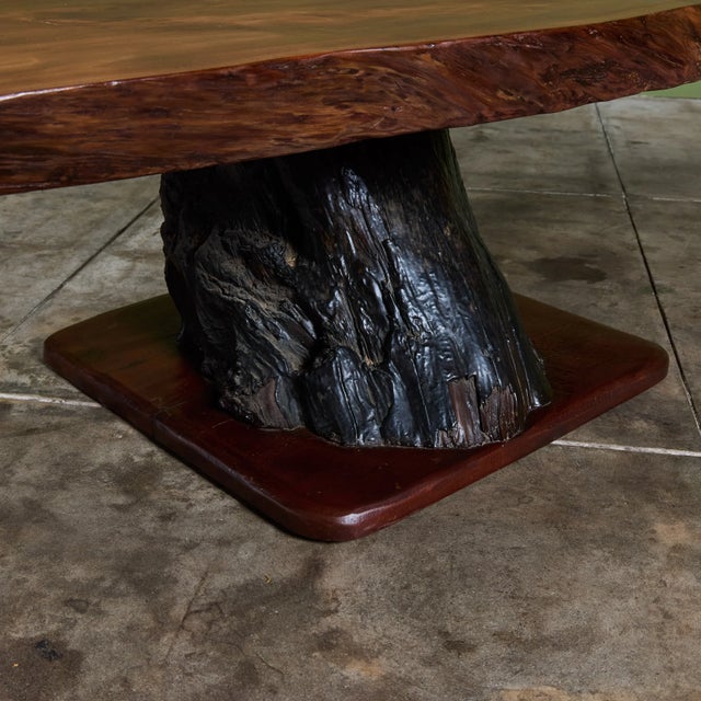 Brown Live Edge Redwood Coffee Table For Sale - Image 8 of 18