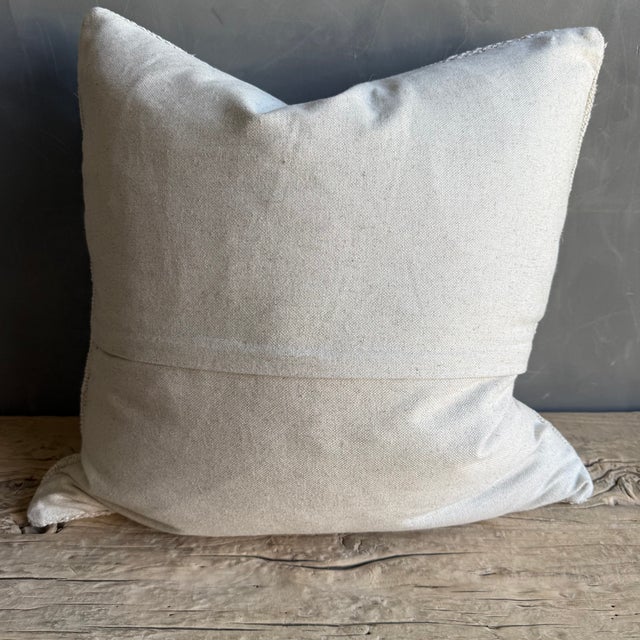 Linen Vintage Rug Pillow Cover With Original Seams For Sale - Image 8 of 8