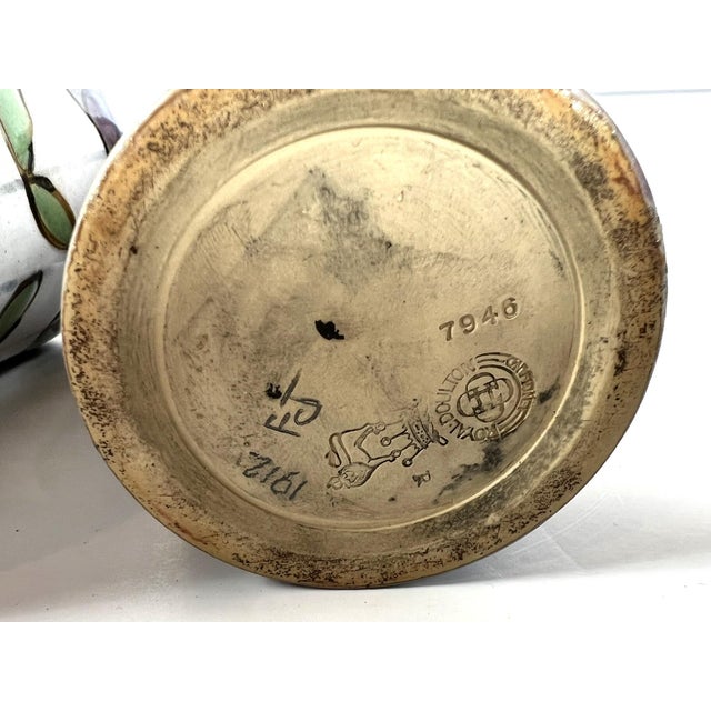 Ceramic 1910s Pair of Royal Doulton Stoneware Vase by Bessie Newburg For Sale - Image 7 of 12