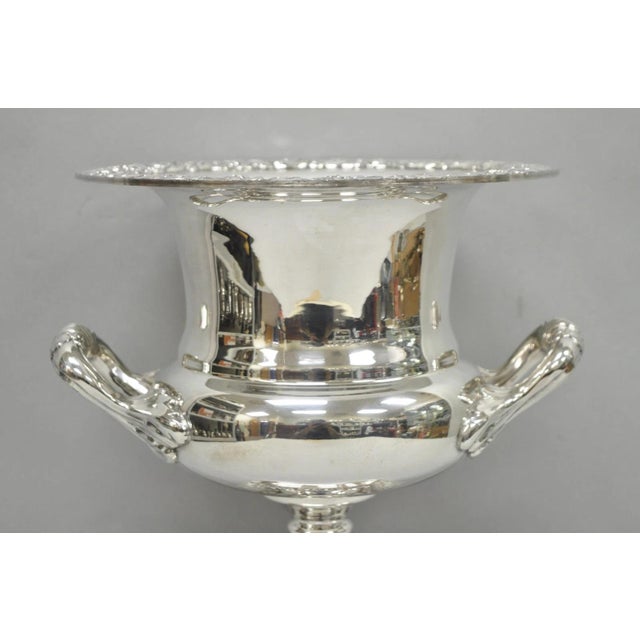 Metal Mid 20th Century English Regency Silver Plated Trophy Cup Urn Champagne Chiller Ice Bucket by BSC For Sale - Image 7 of 16