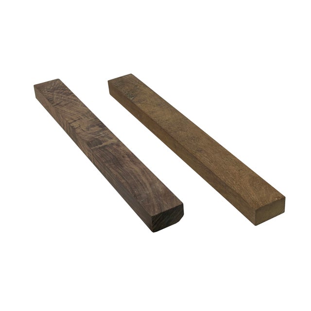 Chinese Chinese Pair Natural Wood Grain Patina Rectangular Paperweights For Sale - Image 3 of 7