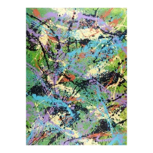Abstract Expressionist Green Black Blue Painting Style of Jackson Pollock