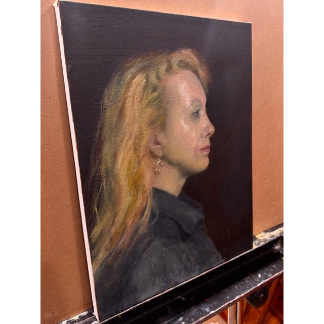 Textile Portrait of Jenne by Kathleen Varadi, 2026 Oil on Canvas For Sale - Image 7 of 9