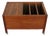 Mid-Century Modern Walnut Coffee Table With Leather Magazine Holder & Brass Casters, C. 1960s For Sale