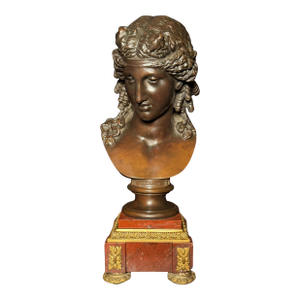 19th Century 19th Century French Patinated Bronze Bust Of Ariadne