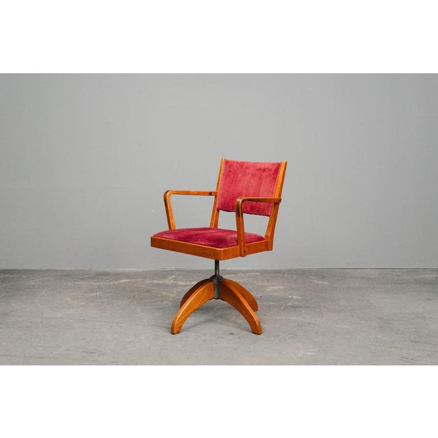 Wood Mid-Century Swivel Desk Chair For Sale - Image 7 of 18