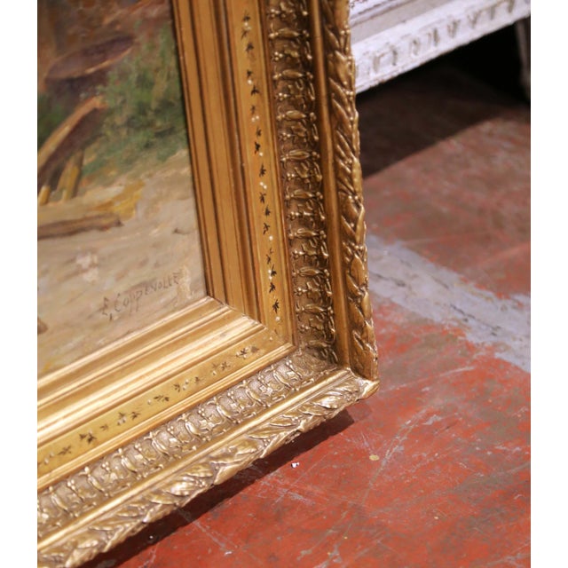 19th Century French Farmyard Oil Painting With Chickens Signed E. Coppenolle For Sale - Image 11 of 13