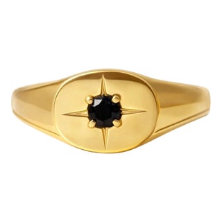 Northen Star Black Onyx Signet Ring Us 7 For Sale