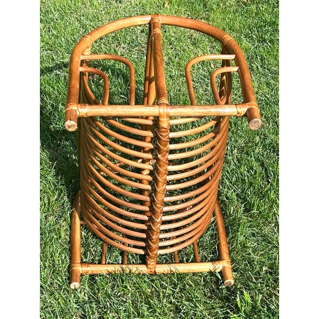 1950s Vintage, Arched Rattan/Bamboo, Magazine/Book Rack, With Dual Compartments, Mid-Century Modern For Sale - Image 5 of 9