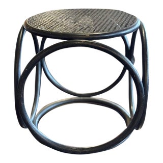 Vintage Thonet Style Bentwood, Cane Top Stool or Ottoman For Sale