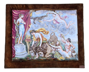 Large Porcelain Plaque in Bas-Relief with Polychrome Enamel Decoration from Capodimonte, Early 19th Century