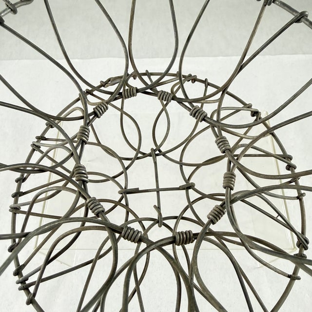 Antique French Handmade Folding Top Wire Kitchen Egg Basket For Sale - Image 13 of 13