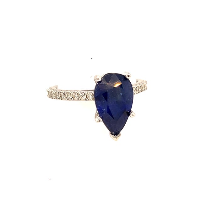 Sapphire Diamond Ring Size 6.5 14k Gold 3.31 TCW Certified For Sale - Image 9 of 11
