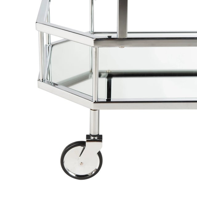 2020s 2 Tier Octagon Bar Cart in Silver & Mirror For Sale - Image 5 of 7