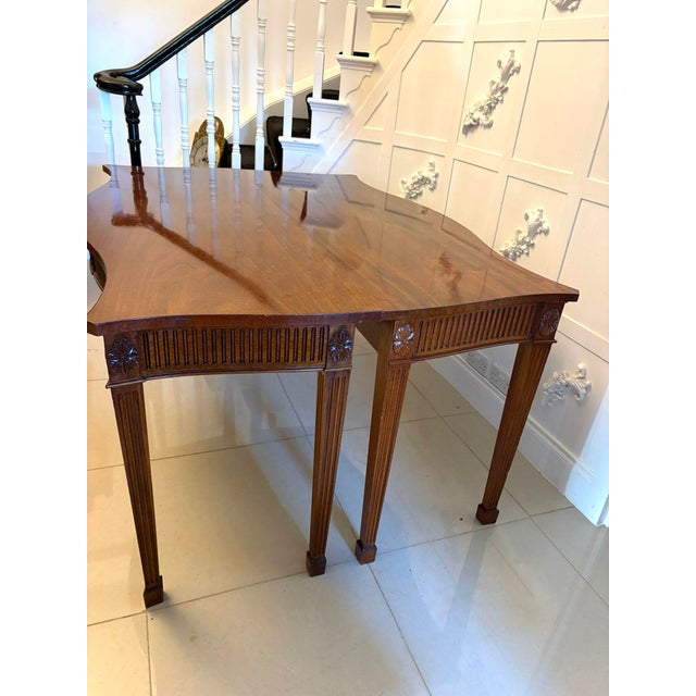 Antique Neoclassical Mahogany Serpentine Serving Console Tables, 1920, Set of 2 For Sale - Image 10 of 16