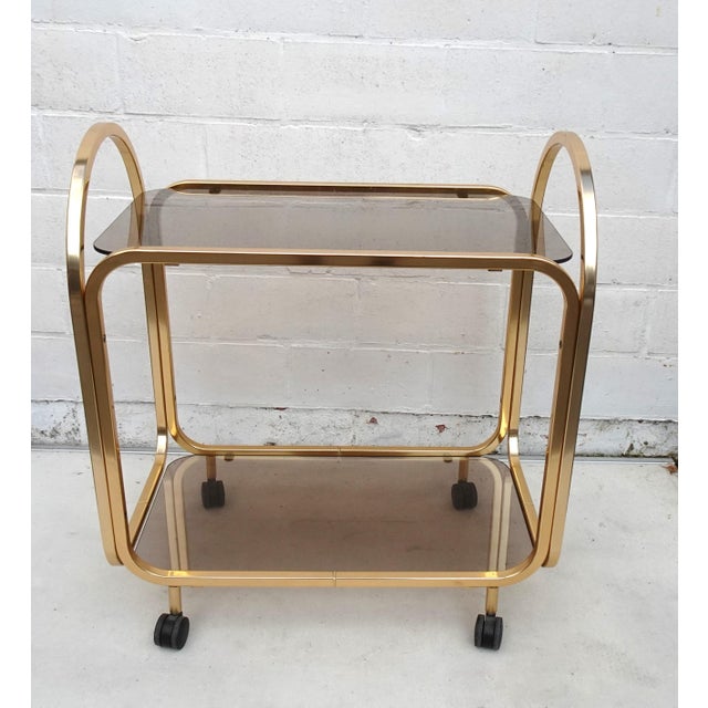 Mid-Century Modern Vintage Gilded Aluminium Kaymet Bar Cart Trolley, 1970s For Sale - Image 3 of 13