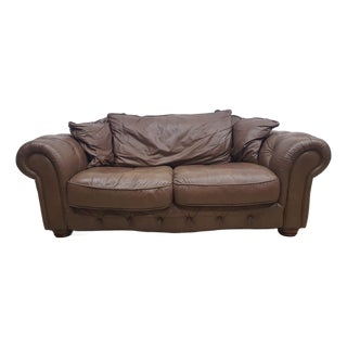 Mid-Century Style Chesterfield Sofa inl Leather For Sale
