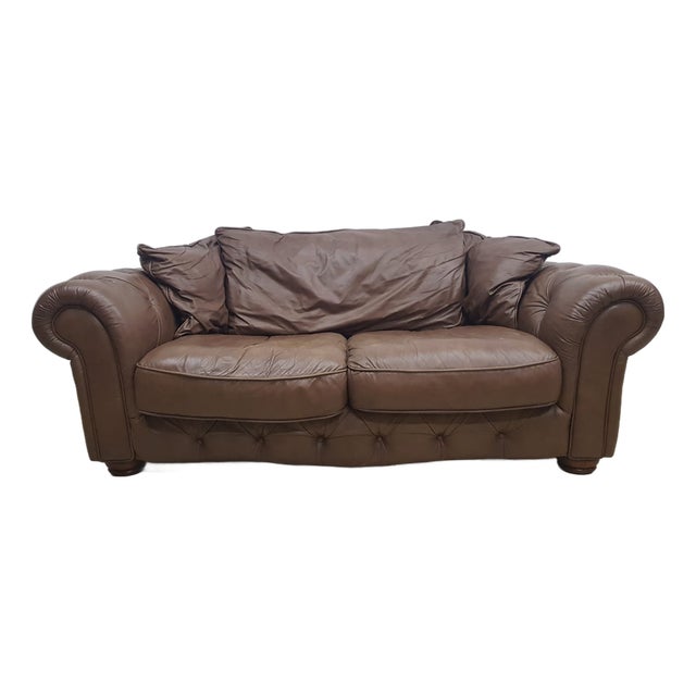 Mid-Century Style Chesterfield Sofa inl Leather For Sale