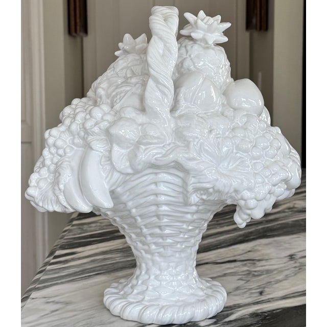 Vintage Bordallo Pinheiro Large Scale Trompe l'Oleil Fruit Basket For Sale - Image 14 of 18