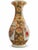 A richly decorated ceramic floor vase featuring people playing musical instruments, floral motifs, and gilt detailing. The...